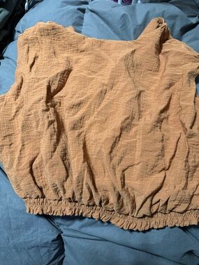Women's One-Shoulder Ruffled Hem Top - Caramel